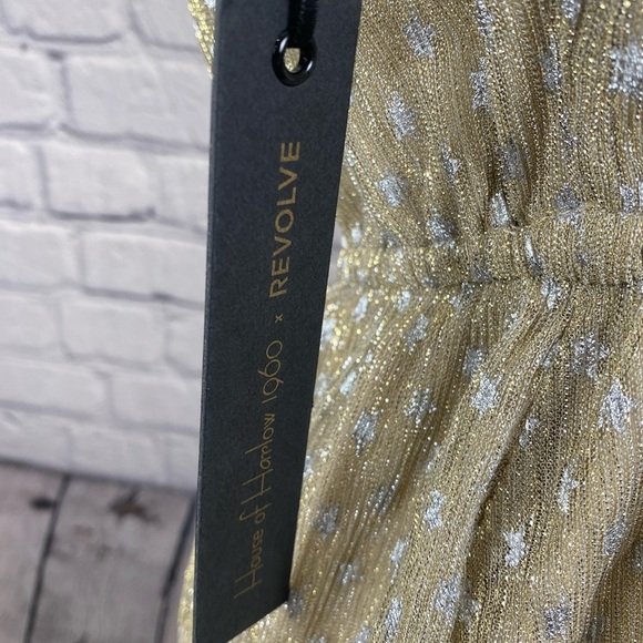 House of Harlow 1960 Revolve Star Gold Boho Babydoll Dress Y2K NWT - Picture 8 of 13